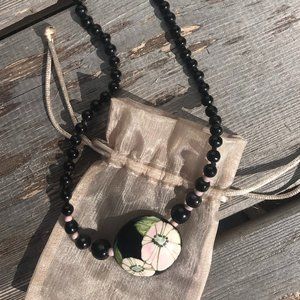 70's  Artisan Crafted Choker Necklace w/Clay Beads